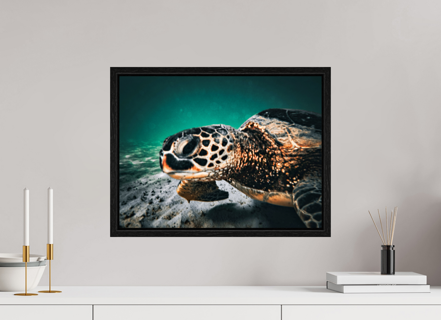 20 x 15″, Floater Frame Hawaii Sea Turtle