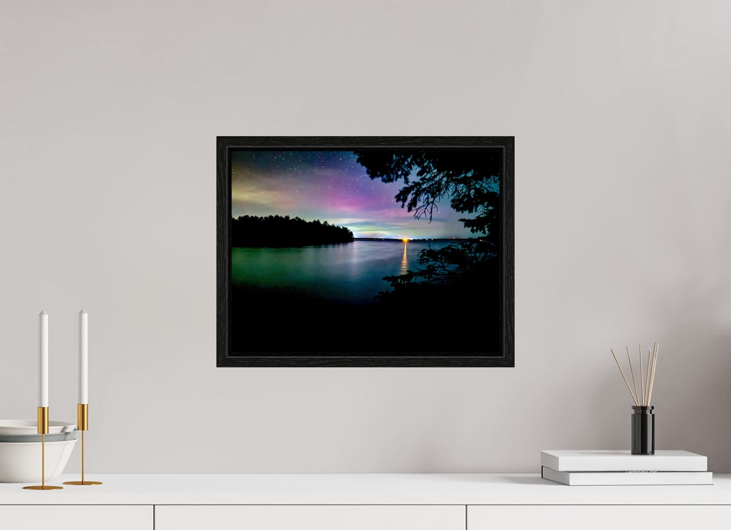16 x 12″, Floater Frame Northern Lights