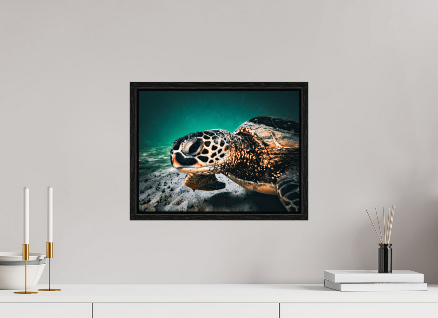 16 x 12″, Floater Frame Hawaii Sea Turtle