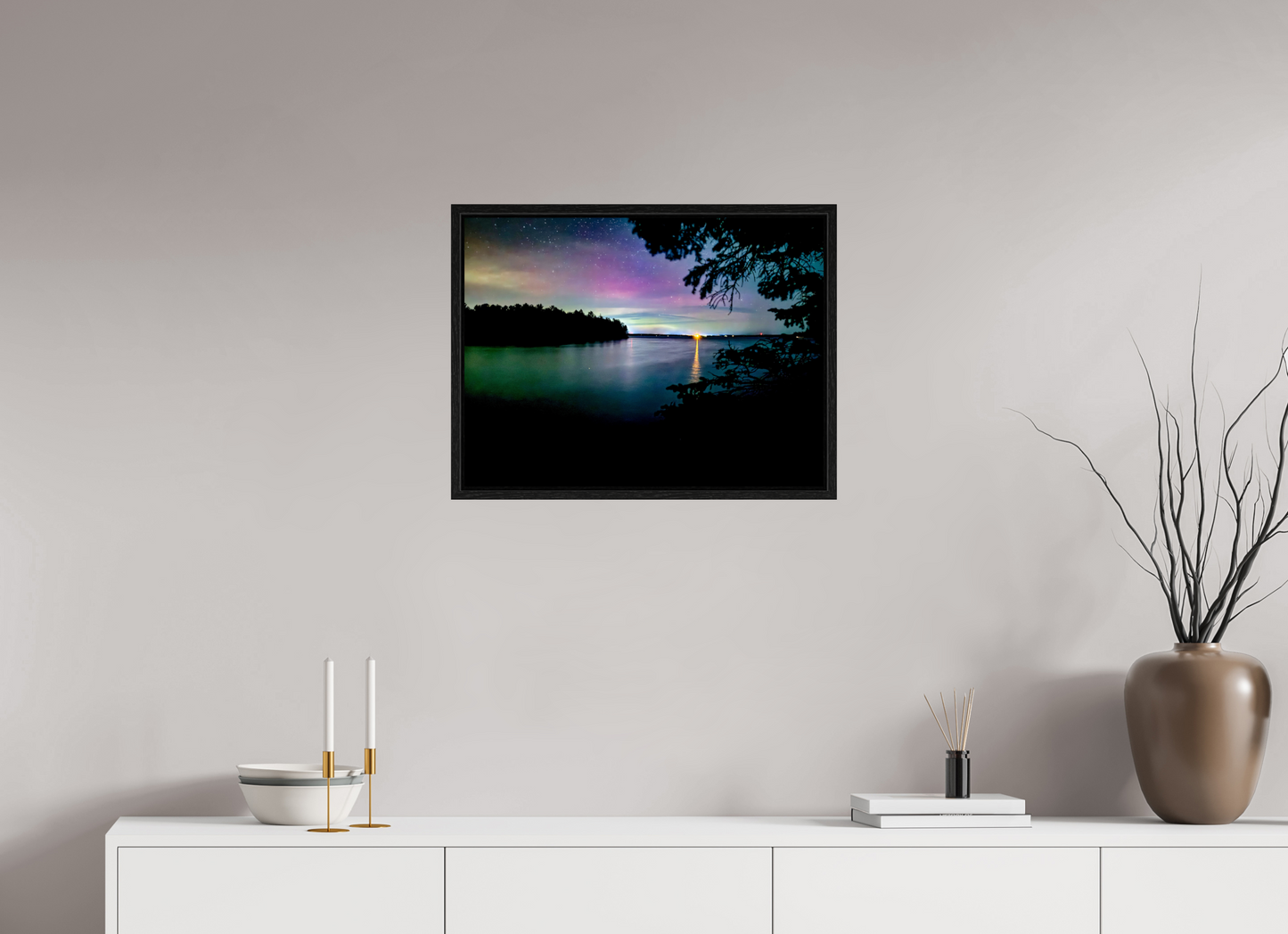 24 x 18″, Floater Frame Northern Lights