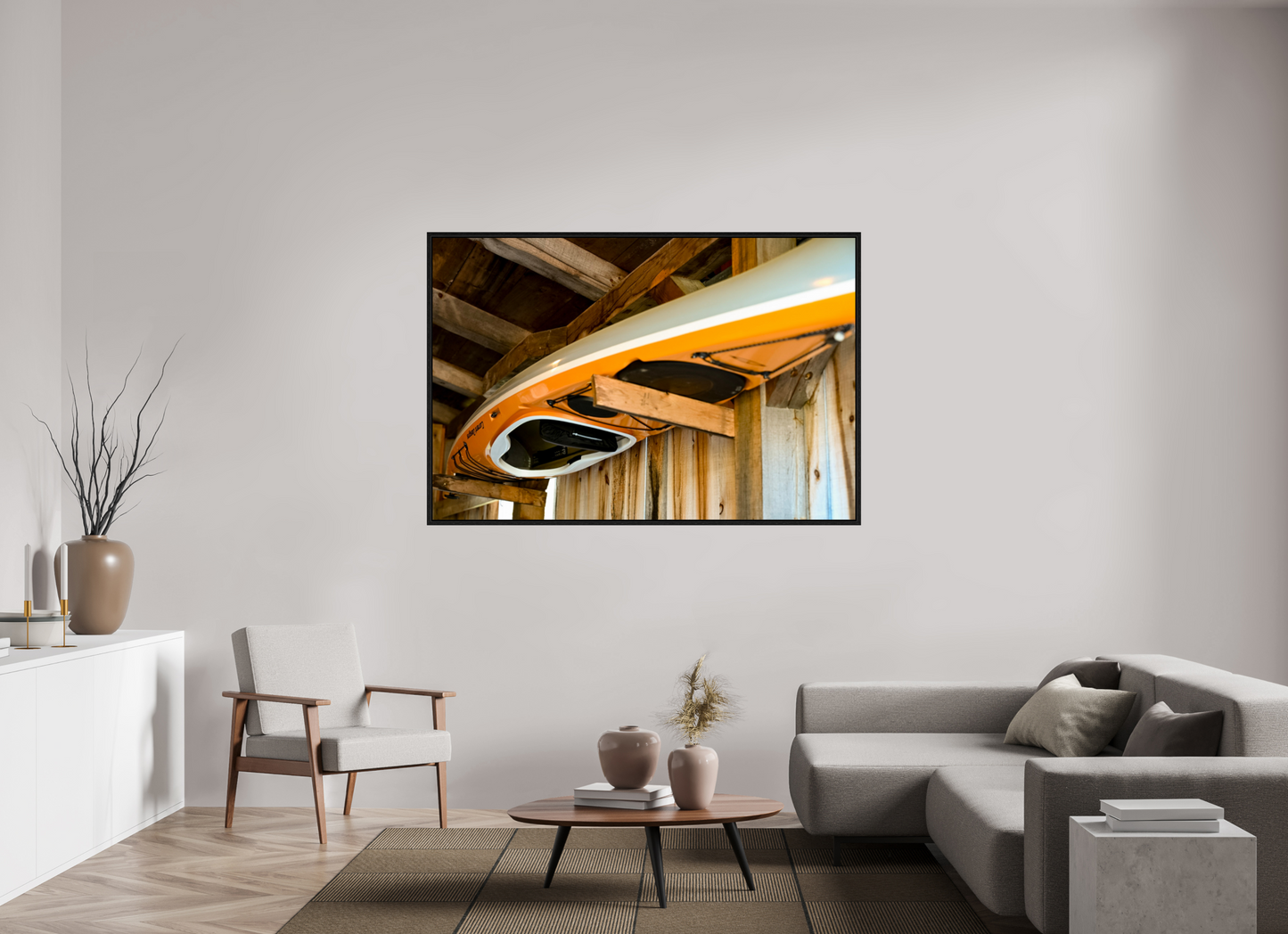 66 x 44″, Floater Frame Cabin Fever