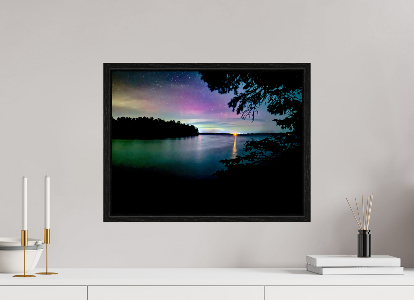 20 x 15″, Floater Frame Northern Lights