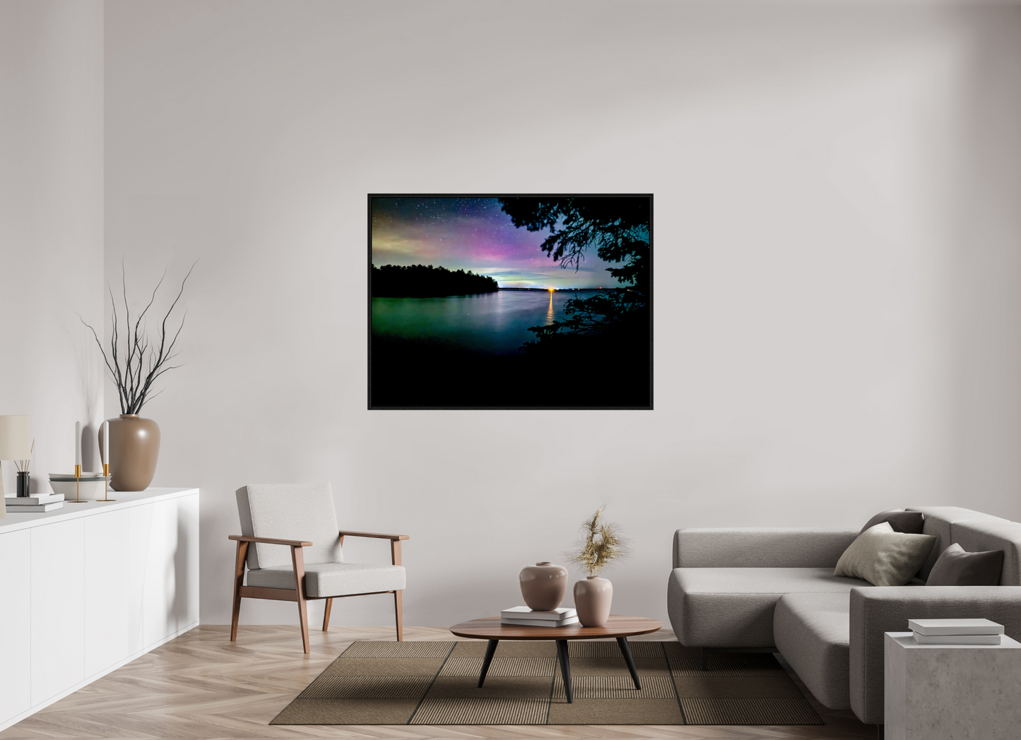 56 x 42″, Floater Frame Northern Lights