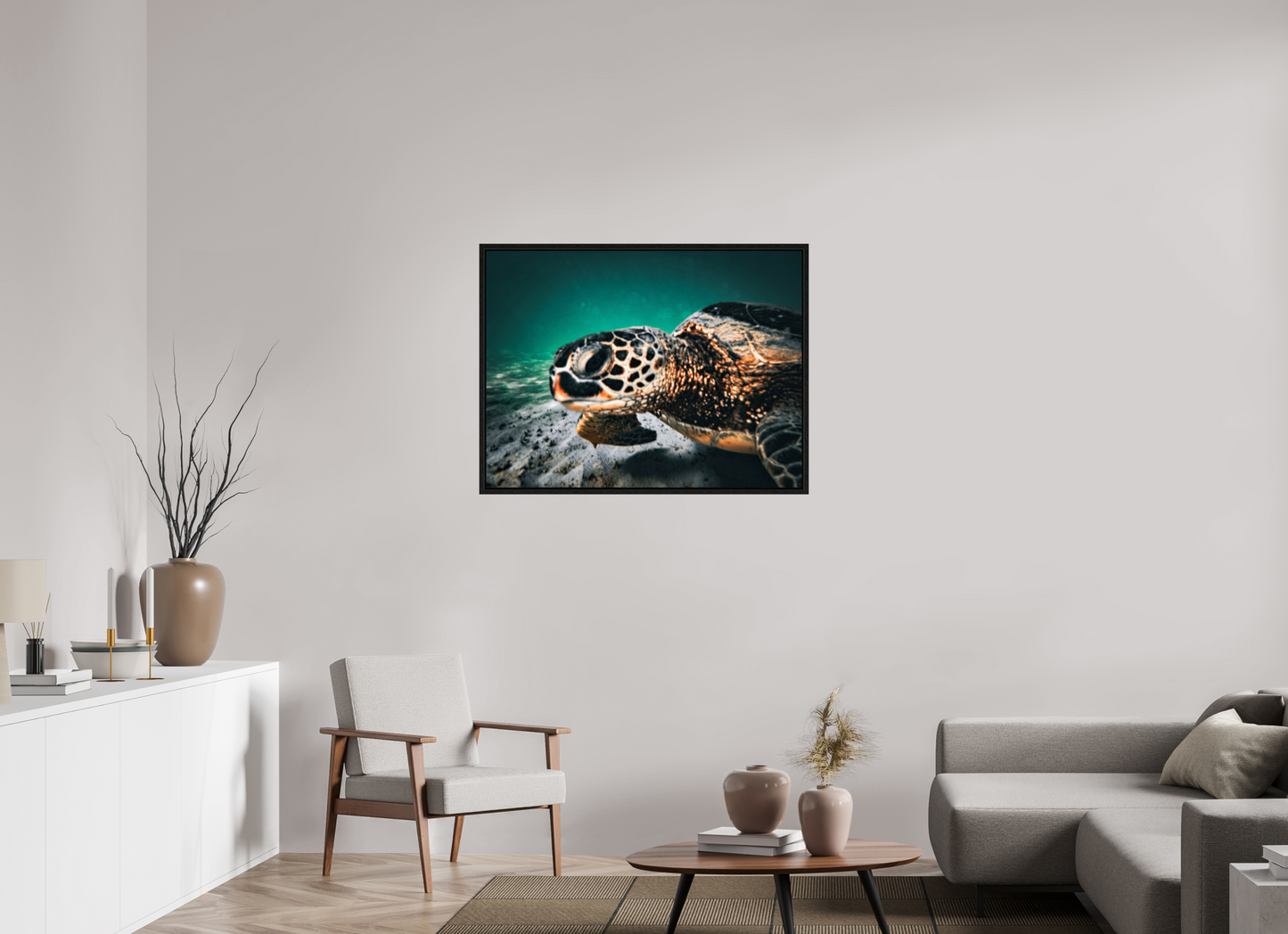 40 x 30″, Floater Frame Hawaii Sea Turtle