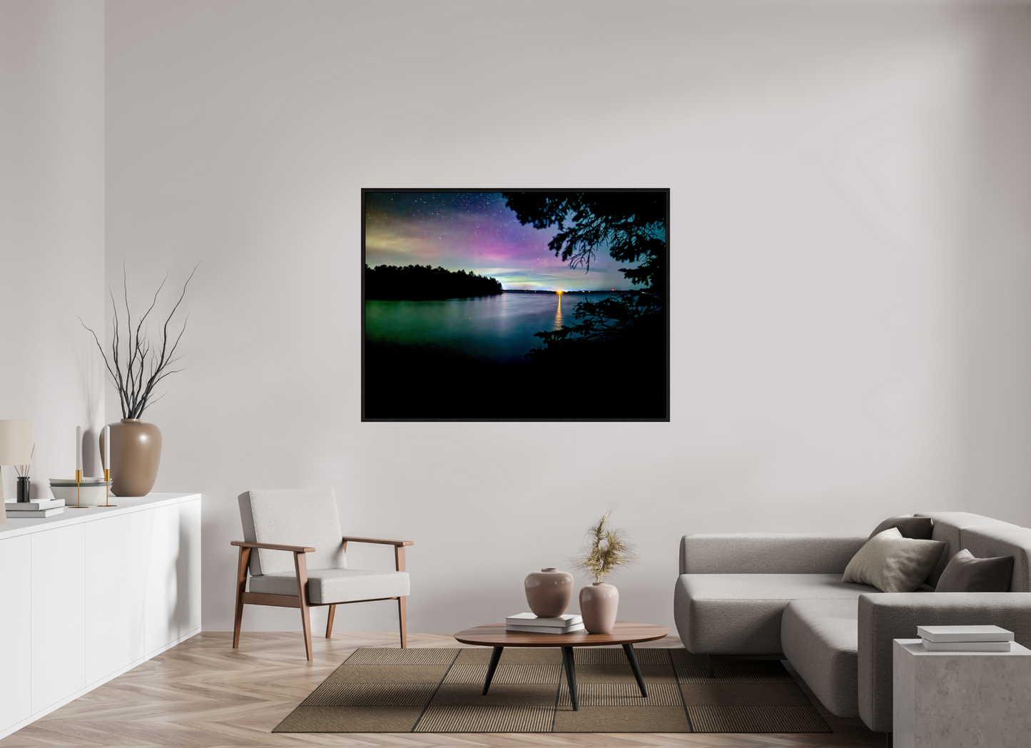 60 x 45″, Floater Frame Northern Lights