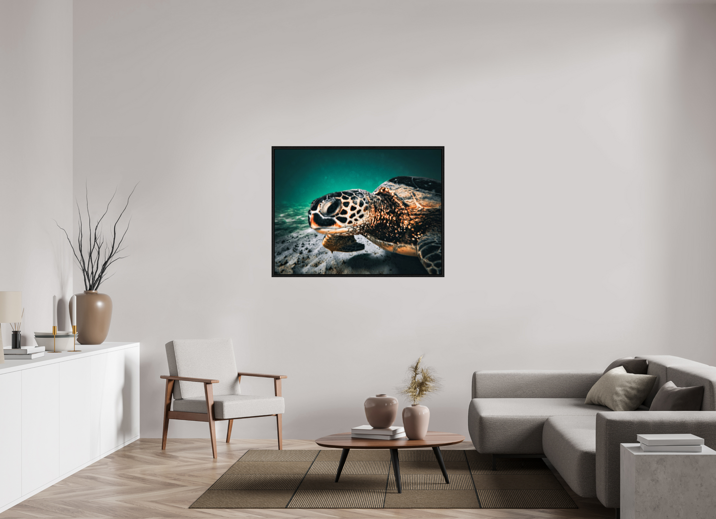 48 x 36″, Floater Frame Hawaii Sea Turtle