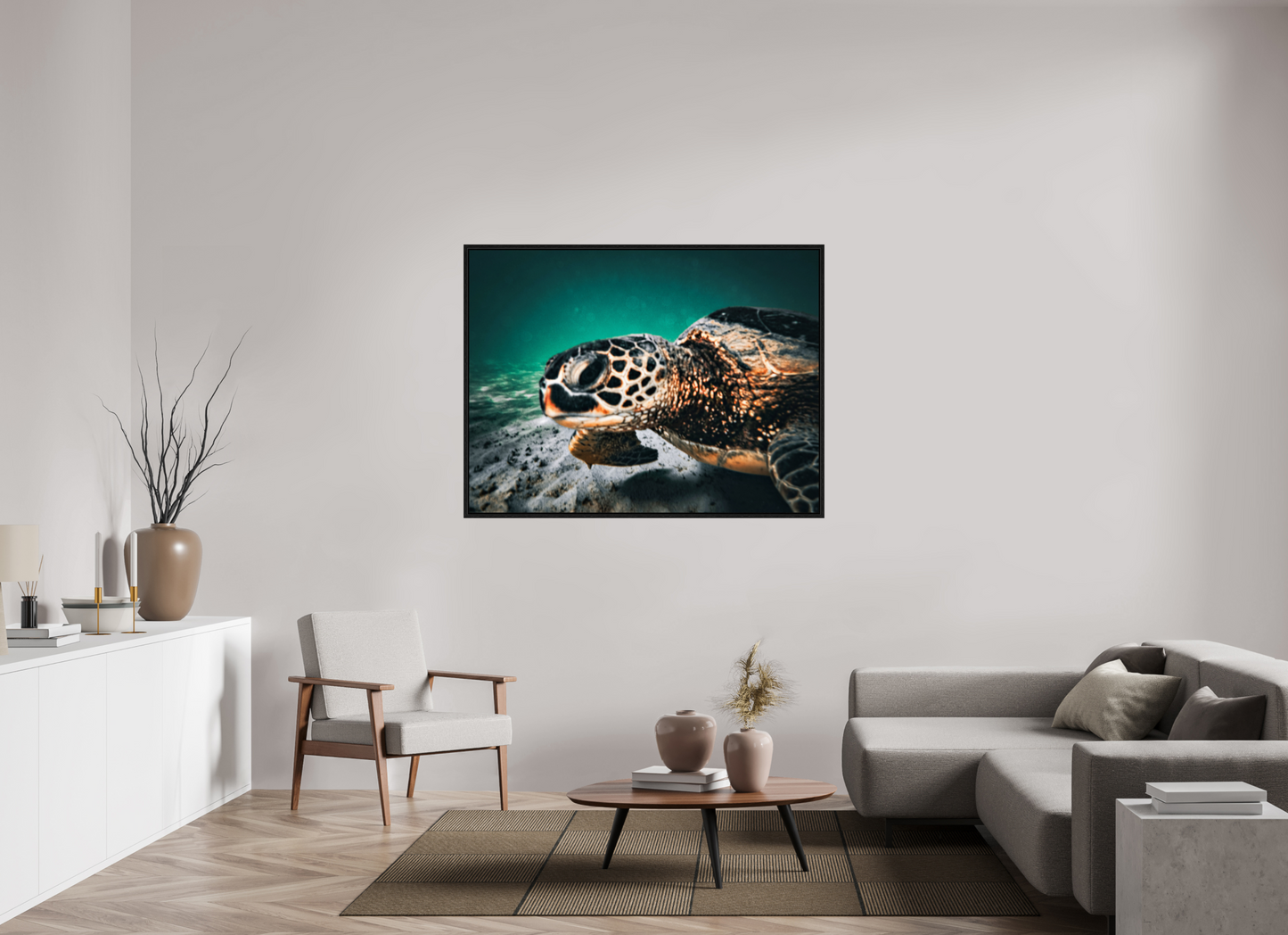 56 x 42″, Floater Frame Hawaii Sea Turtle